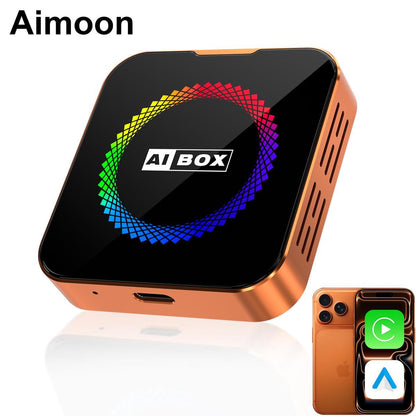 Aimoon Orange AI Cube Pro Max Wireless CarPlay Adapter – Plug & Play for iPhone & Android, Supports Netflix & YouTube, TF Card, Video Entertainment for iOS 10+ & Cars 2015+