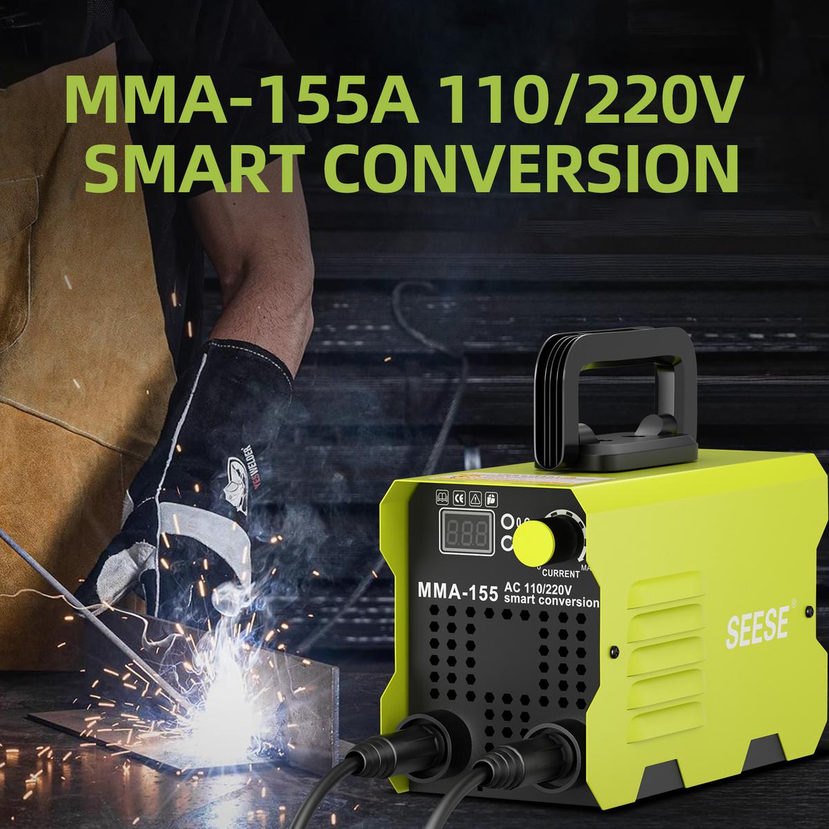 SEESE 155Amp MINI Portable Welding Machine, Stick Welder, AC 110/220V smart conversion, LED Display Digital Welder, Portable MMA Arc Welder