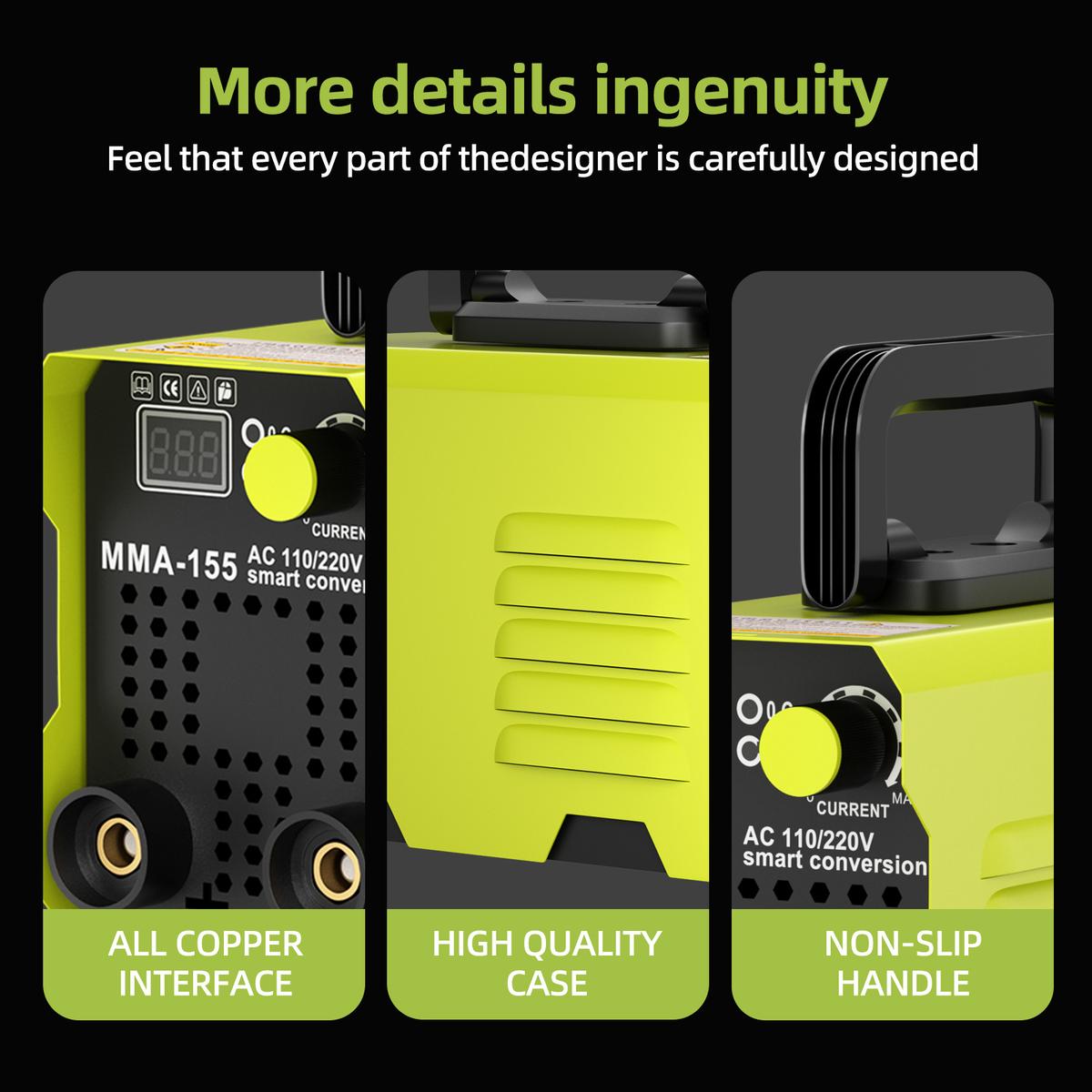 SEESE 155Amp MINI Portable Welding Machine, Stick Welder, AC 110/220V smart conversion, LED Display Digital Welder, Portable MMA Arc Welder