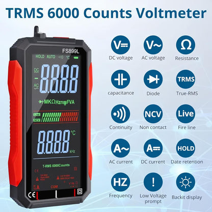 Fully Automatic True RMS 6000-Count Digital Voltmeter – Professional Voltage Tester for Home, Automotive & Industrial Use